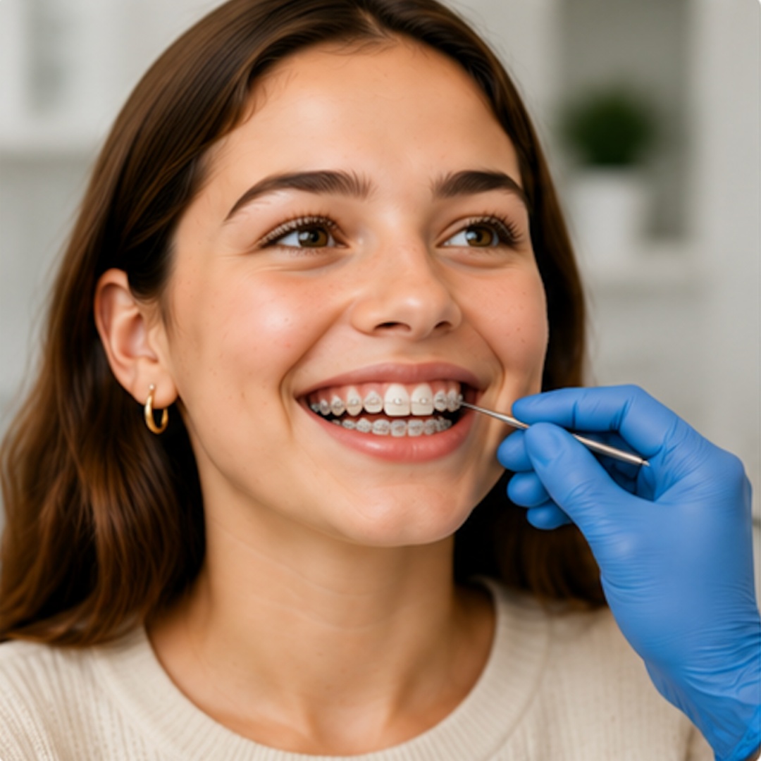 Adelaide Orthodontists | Patient smiling with discreet clear ceramic braces