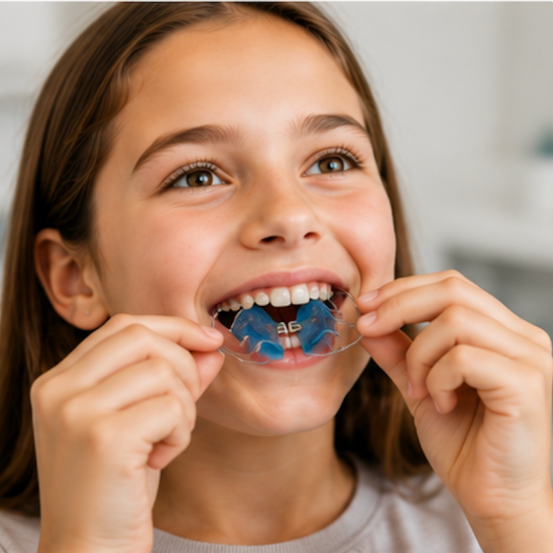 Adelaide Orthodontists | Child wearing removable orthodontic plate during treatment