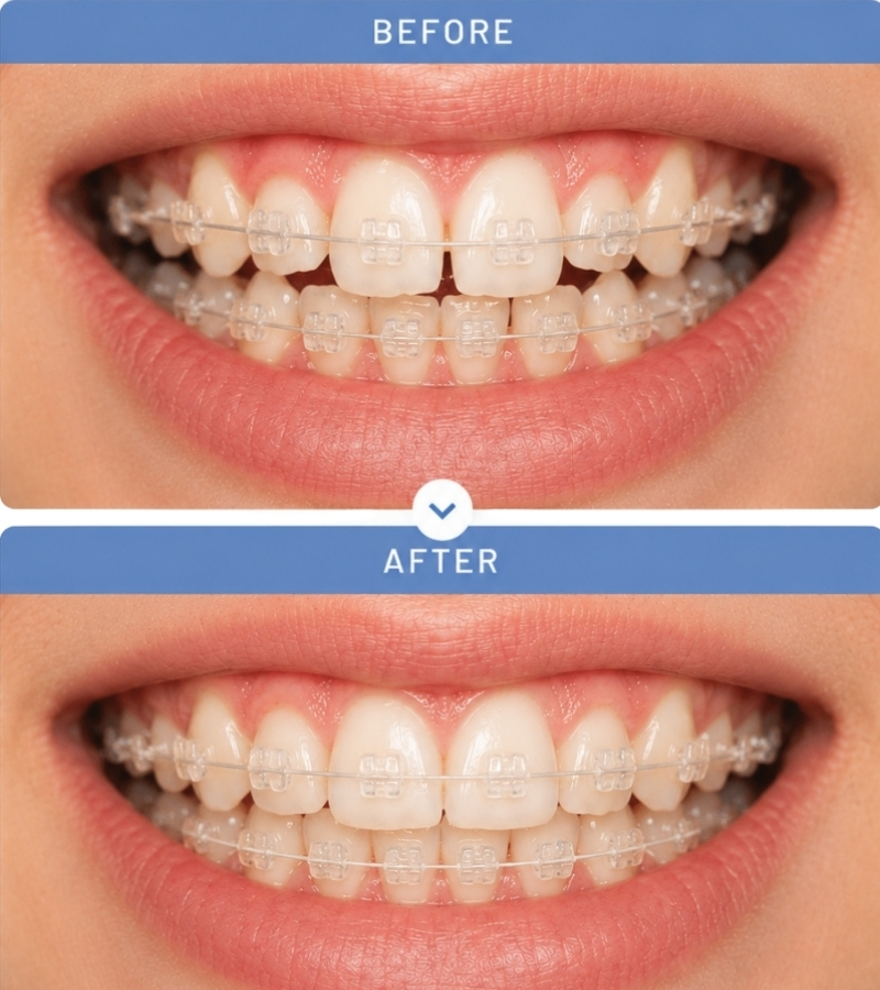 Adelaide Orthodontists | Before and after of our clear braces treatment | Teen wearing clear braces during orthodontic treatment
