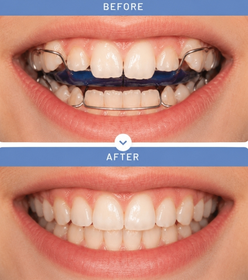Adelaide Orthodontists | Before and after of our plates and retainers treatment | Specialist removable plate designed for healthy jaw development